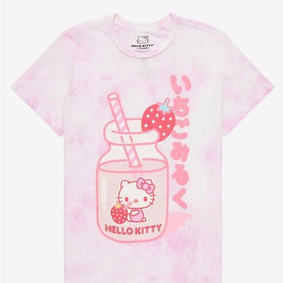Hello Kitty Strawberry Milk Tie-Dye Girls T-Shirt and Plush 11 inches - Picture 4 of 8